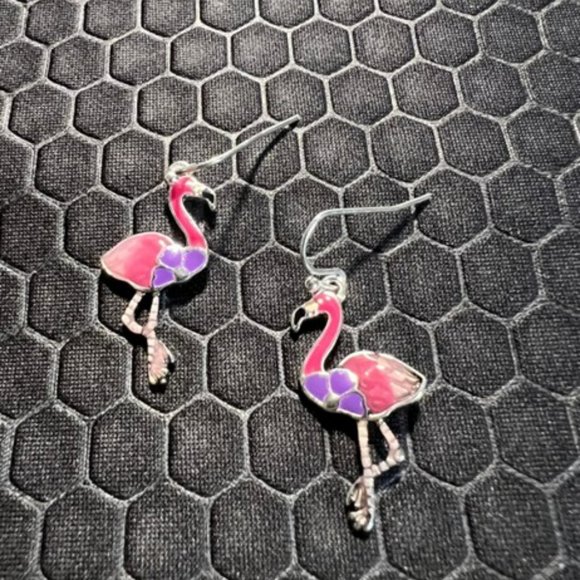 Venice By The Sea Jewelry Jewelry - Flamingo Earrings Pink and Lavander 18K White Gold Plated